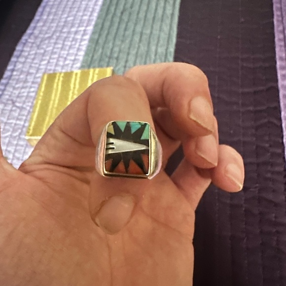 Zuni ring size 10 pendant ring sterling set - Picture 3 of 8